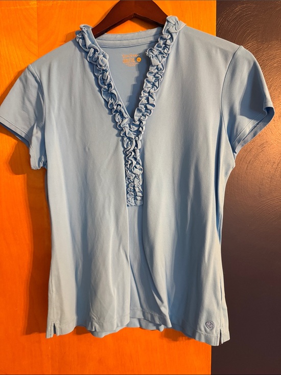 Lilly Pulitzer Tops - Lilly Pulitzer Sky Blue Short Sleeve Ruffle V-Neck Tee